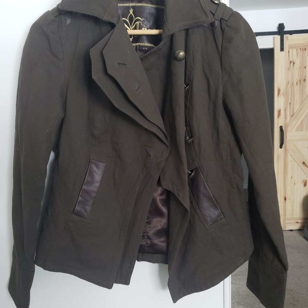 Mackage Olive Green Women's Jacket with Leather Trim
